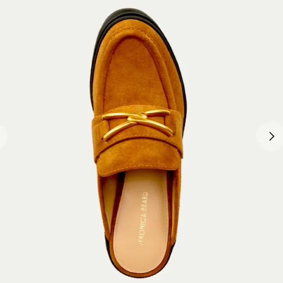 VERONICA BEARD WYNTER SUEDE LOAFER MULES IN HAZELWOOD SIZE US 8 1/2
